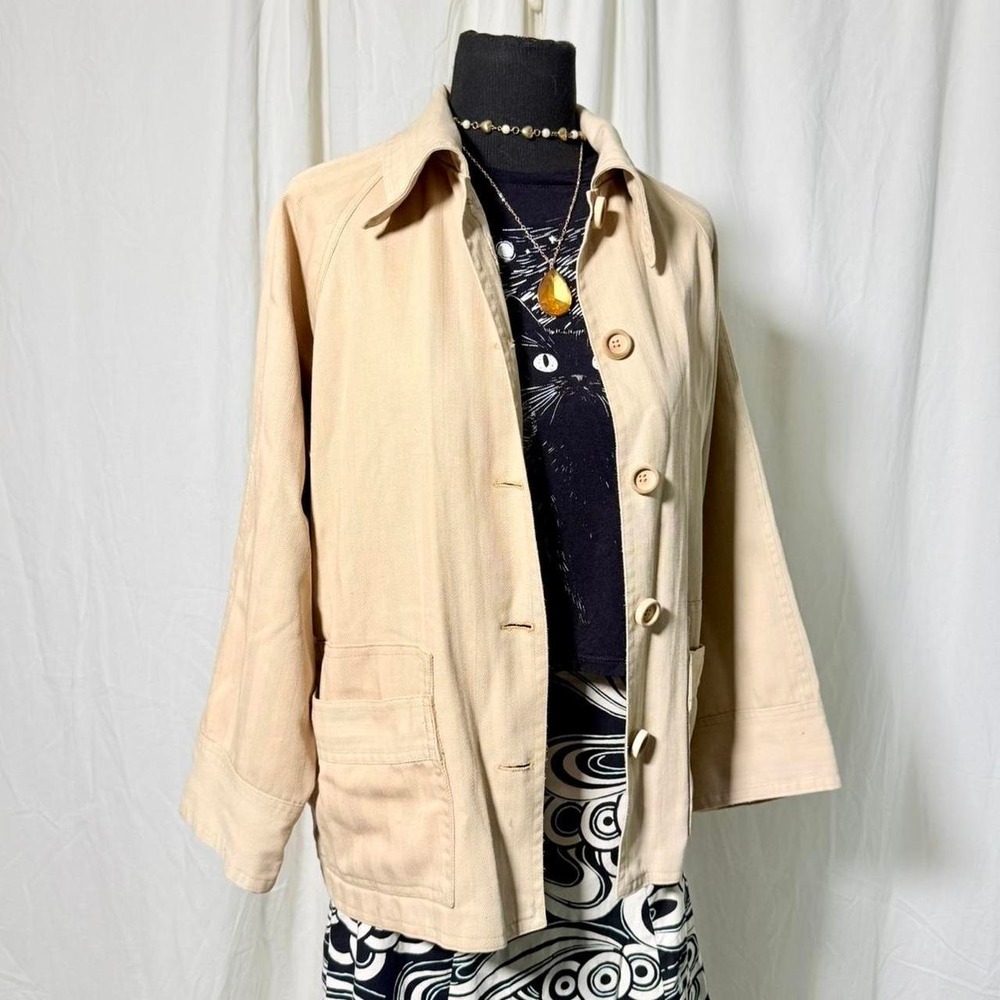 My Own Design Beige Embroidered Jacket Size: M/L